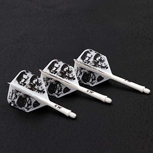 CUESOUL 3 Sets Integrated Dart Shaft and Flights,Dart Shaft Length 21mm/28mm/33mm - color: Shaft Length 21mm+28mm+33mm-Big Wing Shape-Green Skull