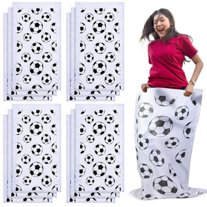 Cindeer 12 Pcs Potato Sack Race Bags Sports Themed Potato Race Jumping Bags 40 x 20 Inches for Adults Family Party Games and Activities Party Supplies(Soccer) - style: Soccer