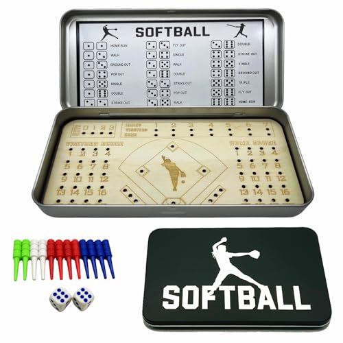 Softball Board Travel Game, Portable Softball Board Game, Tabletop Softball Games, Travel Game Softball Knuckle Dice Table Game for Adults (Softball2) - color: Softball2