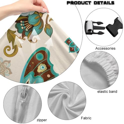Butterfly Print Gaming Chair Cover with Armrest Covers Boho Mandala Flower Print Computer Chair Seat Slipcovers Universal Fit for Desk/Swivel/Rotating Chairs Protector - color: Brown - Butterfly Boho Mandala Flower