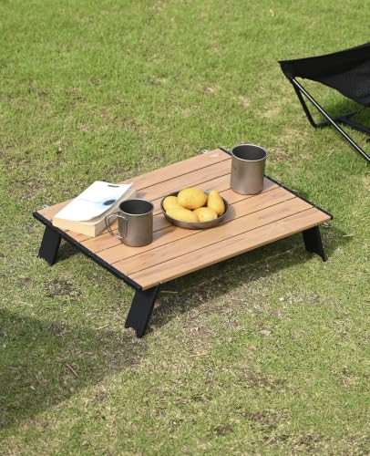 iClimb Ultralight Compact Mini Beach Picnic Folding Alu. Table with Carry Bag, Two Size (Nature - L) - color: Nature, size: Large
