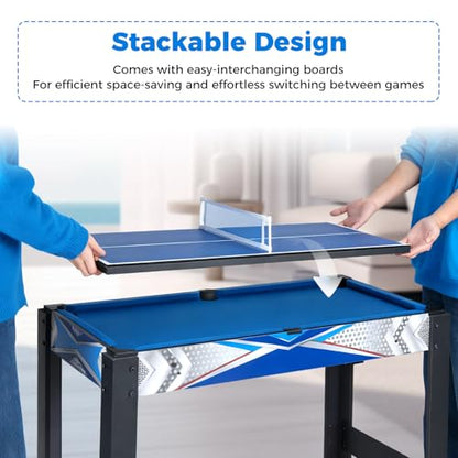GYMAX Multi Game Table, 6 in 1 Combo Game Table with Basketball, Air Hockey, Pool Table, Ping Pong, Shuffleboard and Bowling, Game Tables for Game Room, Home, Family
