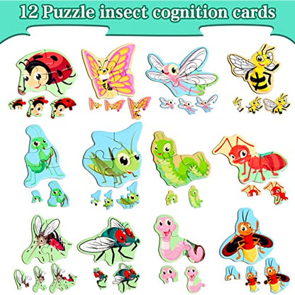 Magnetic Puzzles for Kids Ages 3, Travel Toddler Puzzles Ages 4-5 Year, Insect Activities Toy for Boys & Girls Learning Magnet Gift for Road Trip - style: Insect