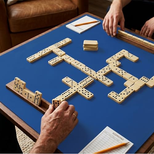 GSE Games & Sports Expert 32 x 32 Inches Rubber Anti-Slip Playmat, Mahjong, Dominoes, Poker Cards and Board Games Tabletop Cover Mat with Carrying Bag (Blue) - color: Blue, size: 1-Pack