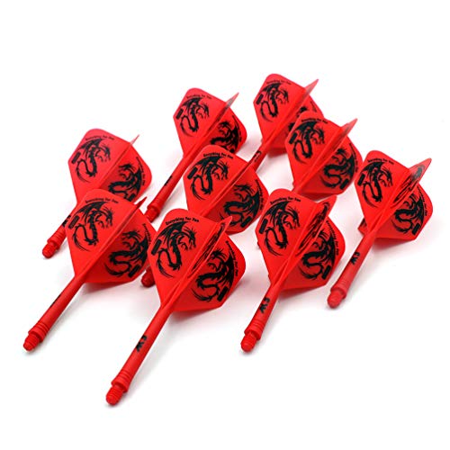 CUESOUL 3 Sets Integrated Dart Shaft and Flights,Dart Shaft Length 21mm/28mm/33mm - color: Shaft Length 21mm+28mm+33mm-Big Wing Shape-Red Dragon