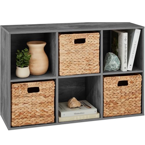 Best Choice Products 6-Cube Storage Organizer, 11in Shelf Opening, Bookcase, Display Shelf, Customizable w/ 3 Removable Back Panels – Dark Gray - color: Dark Gray, size: 6-Cube, 11in Shelf Opening