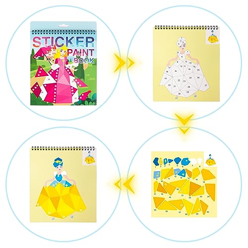AEAHALY 2 Pack Paint by Sticker Kids Crafts for Kids Ages 4-8 Sticker by Number for Boys and Girls Birthday Gifts Party Favor, Travel Activity Book Set for Learning (Princess+Mermaid) - style: Style4-2PCS