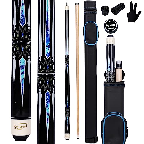 Pool Cue Stick with Hard Case Hardwood Canadian Maple Professional Billiard Pool Stick 58" 2-Pieces 19/20oz Pool Stick Set - color: CGB-600, size: 19 oz