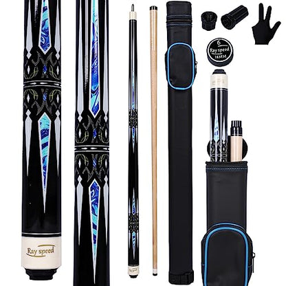 Pool Cue Stick with Hard Case Hardwood Canadian Maple Professional Billiard Pool Stick 58" 2-Pieces 19/20oz Pool Stick Set - color: CGB-600, size: 20 oz