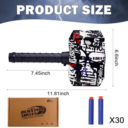 Dart Blasting Hammer Toys with Lights | Kids Roleplay Toy Thunder Mjolnir Shooting Games for Kids, Birthday Gift, Party Favors Includes 30 Darts 1 Target(Colorful)