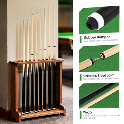 Pool Cue Sticks 36inch 42inch 48inch 52inch 58inch Set of 2 or 4,Pool Cue with 13mm Leather Tip for Adults, Beginners,2-Piece Design，(14oz to 20oz Weight Options) - size: 20OZ-58in set of 2