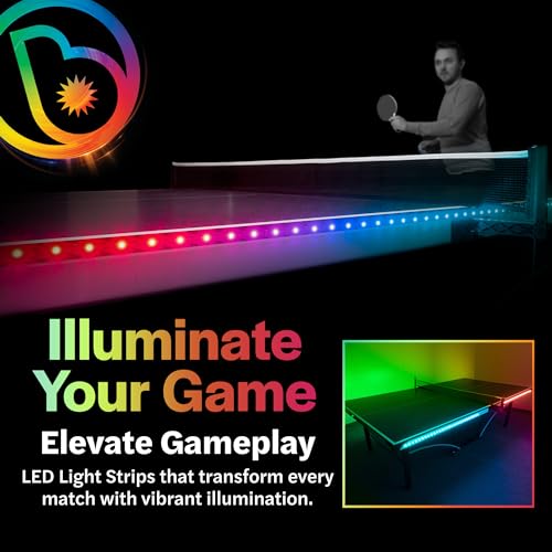 Brightz LED Ping Pong Table Light - Electrify Your Gameplay Experience! 12-Foot Light Strip for Ping Pong Tables - Color Changing or Solid Color Modes (Table Not Included)