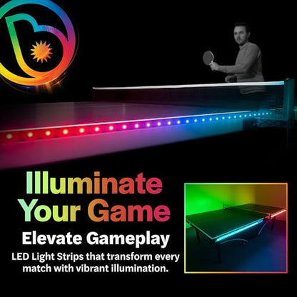 Brightz LED Ping Pong Table Light - Electrify Your Gameplay Experience! 12-Foot Light Strip for Ping Pong Tables - Color Changing or Solid Color Modes (Table Not Included)