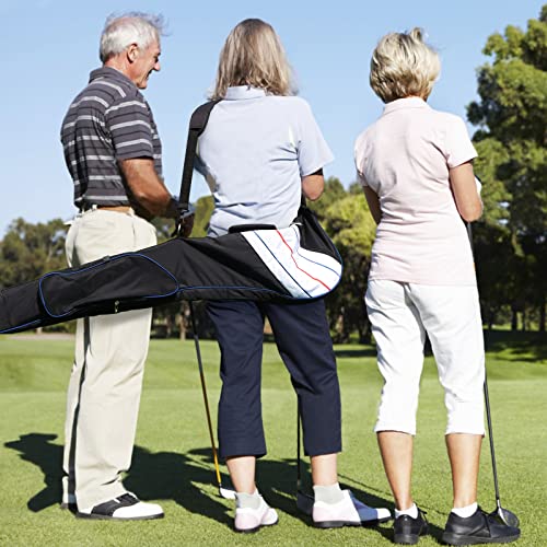 Big Teeth Golf Sunday Bag, Small Golf Bag Lightweight, Par 3 Golf Bag for A Few Clubs Driving Range, Practice with Carry Shoulder Strap Foldable Multi-Colour - color: Black & Stripes