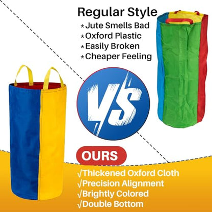 RAINFLOW Potato Sack Race Bags - 2 PCS Outdoor Games Sack Race Bags for Adults and Kids Carnival Games for Outside Camping Backyard Birthday Party Family Reunion Field Day