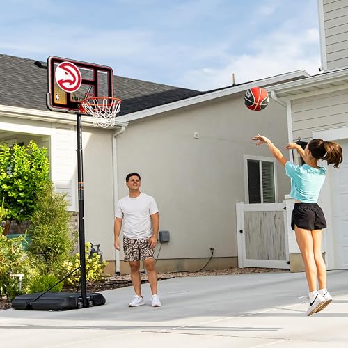 Lifetime NBA Atlanta Hawks Portable Basketball Hoop, Adjustable Height 7.5-10 Ft, 44 Inch Shatterproof Fusion Backboard, Base with Wheels - color: Atlanta Hawks