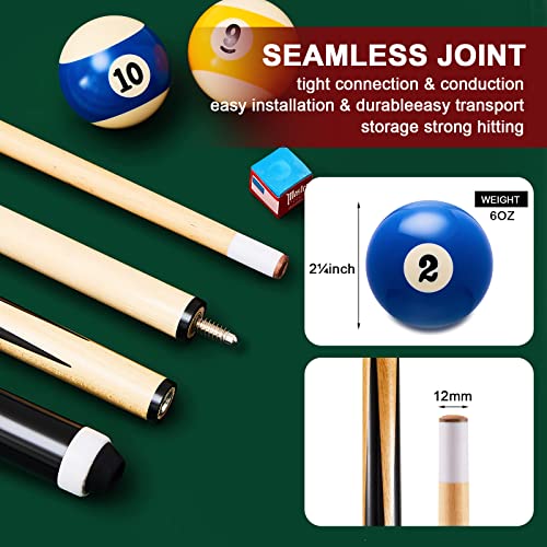 Outus 71 Pcs Premium Pool & Billiard Table Accessories Set – Pool Balls, Cue Sticks with Tips, Triangle Rack, Chalks, Brush Spot Stickers for Home Family & Beginner Practice - style: Standard Style Balls