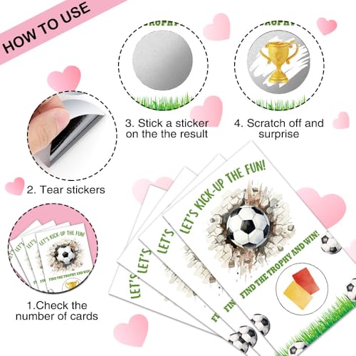 50 Pcs Let's Kick-up The Fun Soccer Themed Scratch off Game Cards, Football Scratch Card for Baby Shower, Birthday Party, Lottery Activity Group Games, Gifts for Soccer Lovers Party Supplies - color: Grass Green