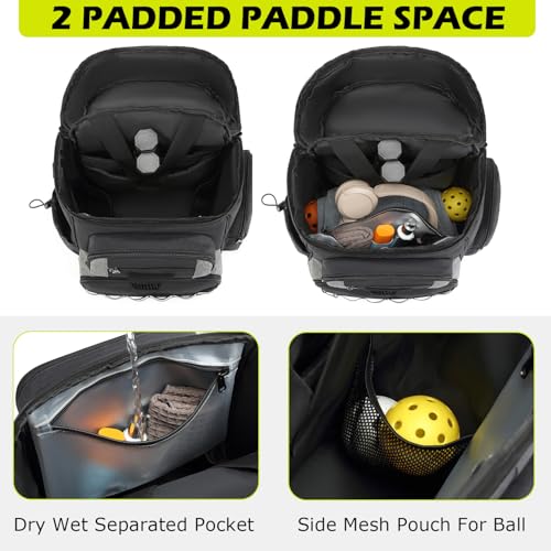 HAMBOLY Premium Pickleball Bag for Men & Women — Large Pickleball Backpack with Padded Paddle Pocket & Shoe Compartment, Tournament Ready with Insulated Cooler & Fence Hook - color: Dark Grey + Light Grey