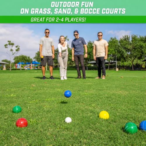GoSports Mini Travel Size Bocce Game Set with 8 Balls, Pallino, Tote Bag and Measuring Rope - Choose Your Size - style: 65mm Travel Size Bocce