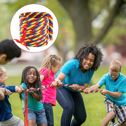 NEBURORA 20FT Tug of War Rope for Adults Outdoor Games Field Day Family Reunion Summer Outside Yard Backyard Lawn Camping Picnic Carnival Party Games - color: Red, Yellow and Blue
