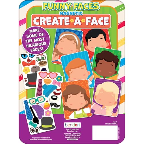 Bendon TS Shure Create Funny Faces Magnetic Activity Tin with Illustrated Magnet Sheets and Playcard 50261 - style: Funny Faces Activity Tin