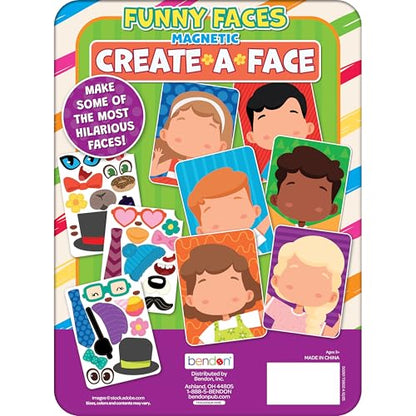Bendon TS Shure Create Funny Faces Magnetic Activity Tin with Illustrated Magnet Sheets and Playcard 50261 - style: Funny Faces Activity Tin
