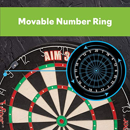 Viper AIM 360 Tournament Bristle Steel Tip Dartboard Set with Staple-Free Razor Thin Metal Spider Wire, Self-Healing Premium-Grade Sisal, Aiming Marks, Movable Target Circles for Focused Training