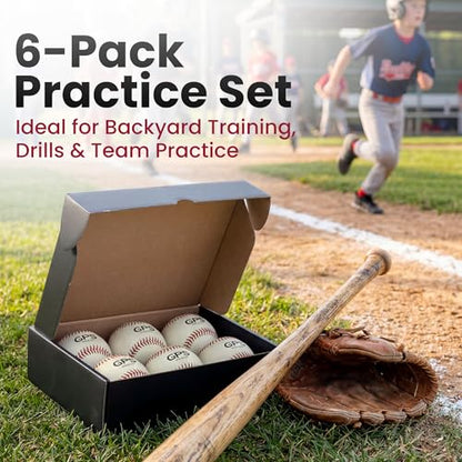 GPS Athletics Soft Practice Baseballs for Kids – Low Impact Safety Training Baseballs for Youth Baseball Practice & Indoor Training, Durable Soft Baseballs with Raised Seams, 6 Pack