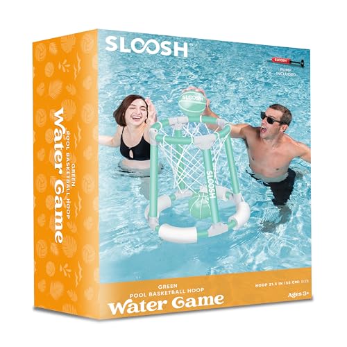 Sloosh Pool Basketball Hoop Toys, Floating Basketball Pool Game, Swimming Floats Toys with Balls Pump, Summer Outdoor Water Play Toy for Kids and Adults (Green) - color: Green