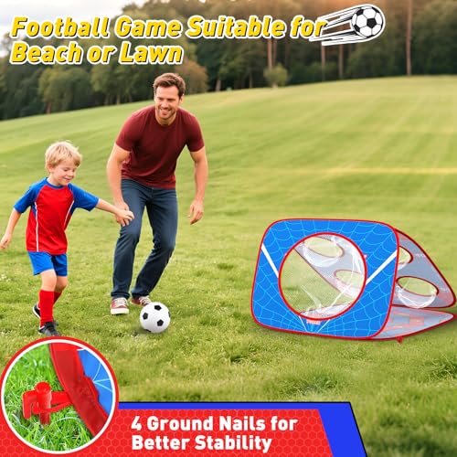 4-in-1 Spider Bean Bag Toss Game for Kids, Kids Cornhole Game Set Indoor Outdoor Toys for Boys Girls Ages 3-8, Football Toss Sticky Ball Dart Game, Backyard Lawn Beach Birthday Party Gift