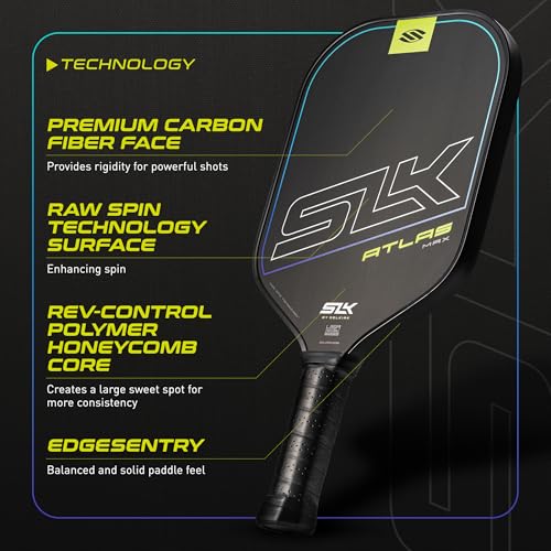 Selkirk Sport SLK Atlas Pickleball Paddle | Carbon Fiber Honeycomb - color: Blue, size: Max (All-Around Paddle)