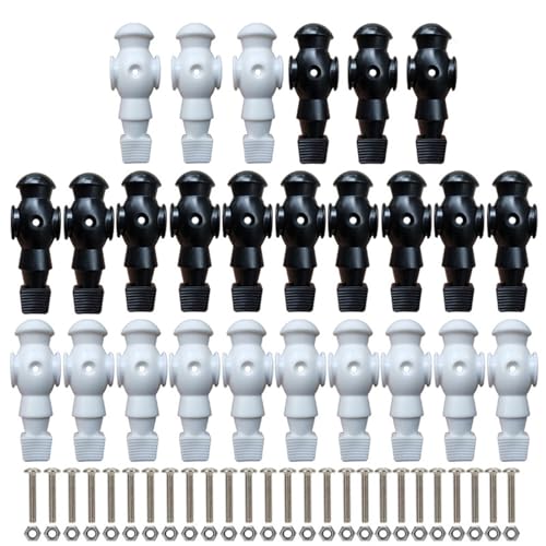 26Pcs Table Foosball Men Replacement Football Men Soccer Games Player Figure 107mm Height 16mm Side Hole Foosball Player - color: black and white, size: With screws