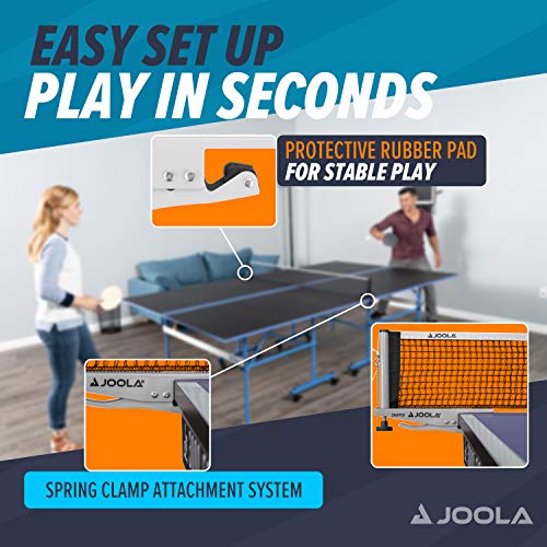 JOOLA Snapper Professional Table Tennis Net and Post Set - Portable and Easy Setup 72" Regulation Size Ping Pong Spring Activated Clamp Net, Silver