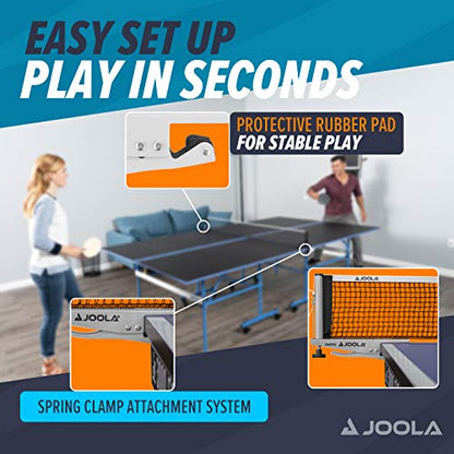 JOOLA Snapper Professional Table Tennis Net and Post Set - Portable and Easy Setup 72" Regulation Size Ping Pong Spring Activated Clamp Net, Silver