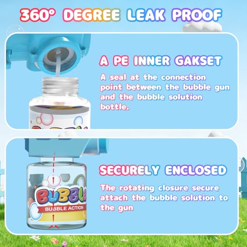 EagleStone Bubble Guns Machine for Toddlers, Automatic Light Up Bubble Blower with 4 Pre-Filled Bubble Solution, 10,000 Bubbles/Minute, Outdoor, Birthday, Easter, for Boys and Girls 3+ - color: Blue,light Pink