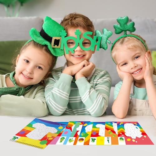 AEAHALY St. Patrick's Day Stickers -Shamrock Sticker Book for Kids Reusable Sticker Paint Books Leprechaun Clover Hat Beer Irish Day Themed Party Holiday Stickers St Patrick's Day Gifts Party Favors - style: St. Patrick's Day Stickers