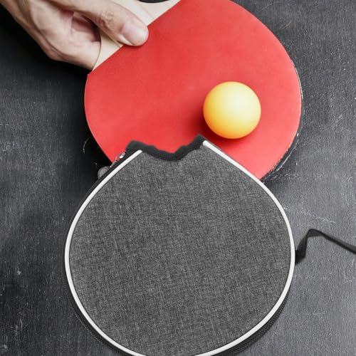 PRETYZOOM Table Tennis Paddle Case Gray Half-moon Protective Storage Bag Portable Organizer for Ping Pong Rackets and Balls