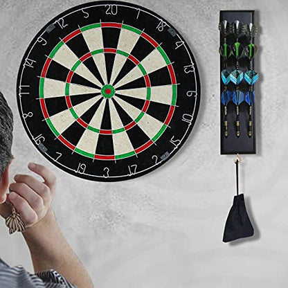 FDLS Darts Holder Wall Mounted Displays 12 or 15 Steel/Soft Tip Darts, Darts Caddy for wall with Metal Hook, Accessory Storage Bag - style: Black Hold 12 Darts