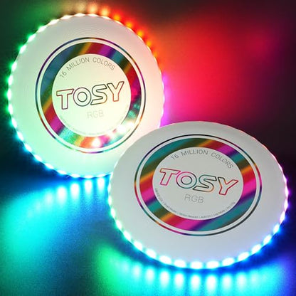 TOSY Flying Disc - 16 Million Colors RGB or 36 LEDs, Extremely Bright, Smart Modes, Camping Essentials for Teens/Kids/Adults/Men/Boys/Girls, Auto Light Up, Rechargeable, Waterproof, 175g - color: Rgb White Disc (Set of 2)