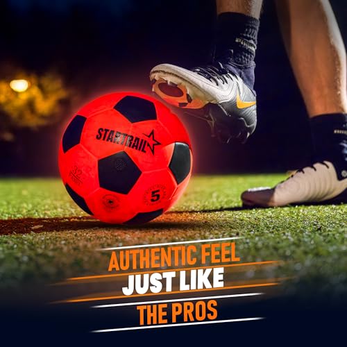 Light Up Soccer Ball, Glow in the Dark Ball NO 5, Soccer Gifts for Boys 8-12, 12-14 Year Old, Kids & Teens Gift Ideas, Sports Toys for Boy & Girl Ages 8 9 10 11 12 13 14 15, Glowing Outdoor Activity