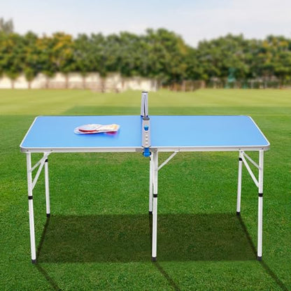 Portable Ping Pong Tables Set, Foldable Table Tennis Table with Net, 2 Paddles & 3 Balls, Multi-Use Free Standing Ping Pong Table for Indoor/Outdoor and Professional Practice Training for Adults/Teens