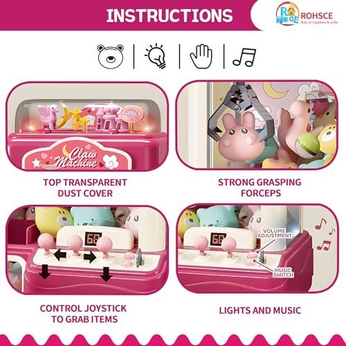 Interactive Claw Toy Arcade Machine with Prizes, Kids Vending Machine with Lights, Music, Plush Toys & Capsules, Mini Claw Machine USB Rechargeable, Birthday Gift for Girls Ages 6-12 - style: Large Dreamy Unicorn