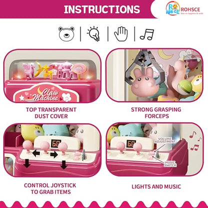 Interactive Claw Toy Arcade Machine with Prizes, Kids Vending Machine with Lights, Music, Plush Toys & Capsules, Mini Claw Machine USB Rechargeable, Birthday Gift for Girls Ages 6-12 - style: Large Dreamy Unicorn