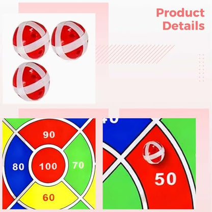 Sticky Ball Dart Board Game, 29.1 in / 74 cm Fabric Dartboard with 12 Sticky Balls and 1 Dart, Safe for Youngsters, Outdoor Throwing Game, Foldable for Storage
