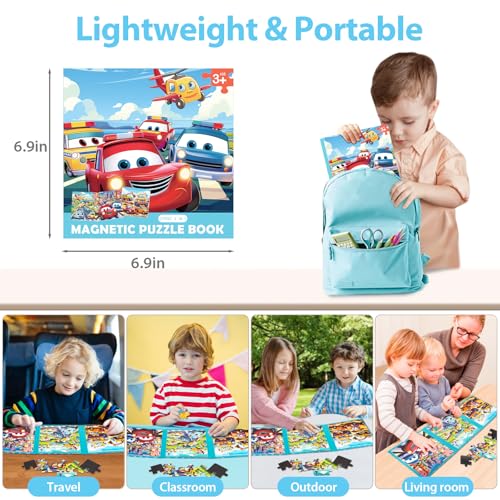 Magnetic Car Puzzles for Toddlers 3-5, 9-12-16 Pieces - Ages 4-6 - Educational Learning Toys for Boys & Girls - style: Car