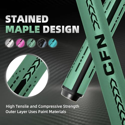 58" Carbon Fiber Pool Cue Stick - Elegant Design Billiard Cue for Adults, Low Deflection Pro Shaft with 11.8mm Tip, 3/8-8 Joint - color: Prairie Green