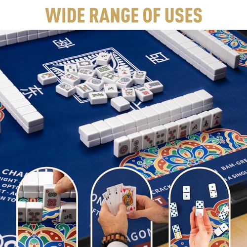 Mahjong Mat 32.4” x 32.4”, 3mm Thick Non-Slip Rubber Back Mahjong Table Mat, Noise Reduction Waterproof Mahjong Game Mat for Table, Mahjong Tile Mat for Cards, Dominoes & Board Games (Blue2) - color: Blue2