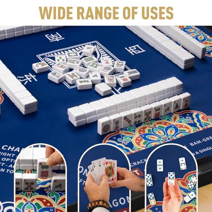 Mahjong Mat 32.4” x 32.4”, 3mm Thick Non-Slip Rubber Back Mahjong Table Mat, Noise Reduction Waterproof Mahjong Game Mat for Table, Mahjong Tile Mat for Cards, Dominoes & Board Games (Blue2) - color: Blue2
