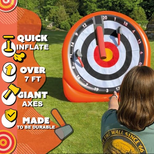 Axe Throwing Game for Backyard – Giant 7ft Inflatable Target w/ 15+ Exclusive Games & Air Pump Included – Outdoor Games for Adults Kids & Family, Carnival & Yard Games | Greenfs - color: New version 2